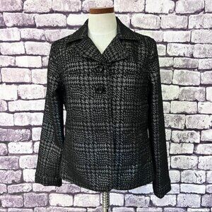 Charter Club Black & Silver Long Sleeve Jacket Size 10
